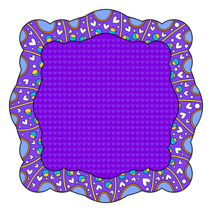 白色背景的空心紫色框架与心脏