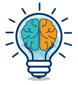 孤立的卡通大脑的想法创意设计照片