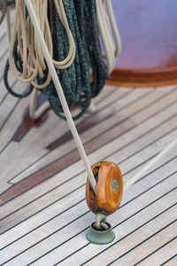 帆船船滑轮与航海绳索