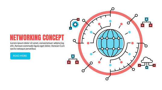 网络全球通信数据网络平线矢量横幅