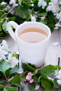 喝杯茶和春天的花朵