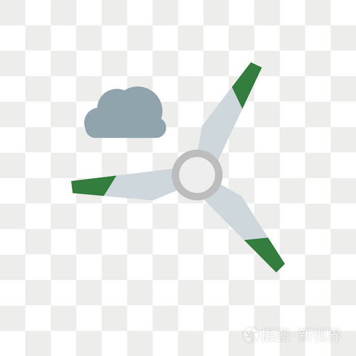 在透明背景上隔离的风车矢量图标, Windmil