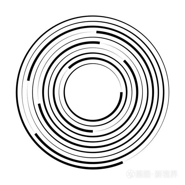 同心圆几何元素.矢量插图