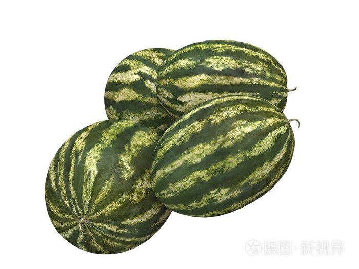 四个西瓜-白色背景上孤立