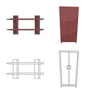家具和公寓图标的矢量设计。收藏家具和家庭矢量图标股票