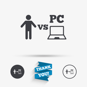 玩家 vs Pc 标志图标。游戏符号
