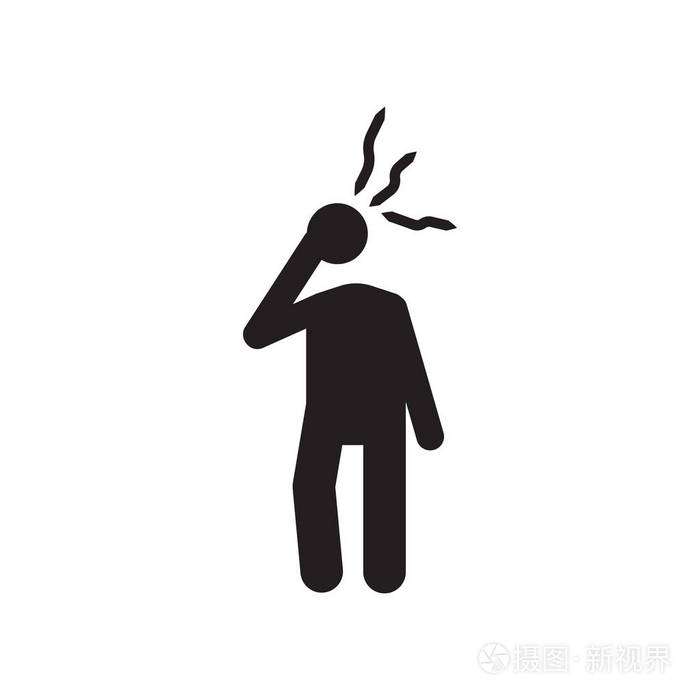 头痛图标矢量符号和符号隔离在白色背景, 头痛标志概念图标插画-正版
