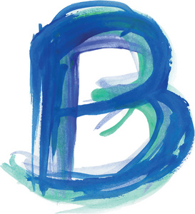 水彩字体矢量插图字母 B