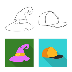 帽子和帽子标志的矢量设计。头饰和辅助股票矢量图的收集
