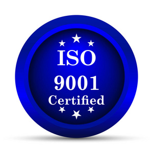 Iso9001 图标。白色背景上的互联网按钮