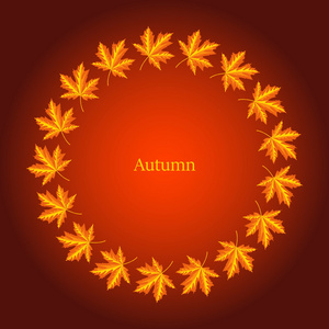 圆形框架处理秋天的落叶