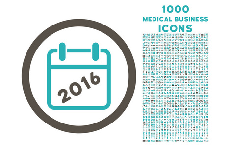 2016 日历圆形图标与 1000年奖金图标