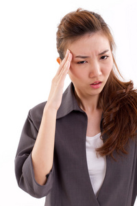 生病的商业女性患有头痛 偏头痛