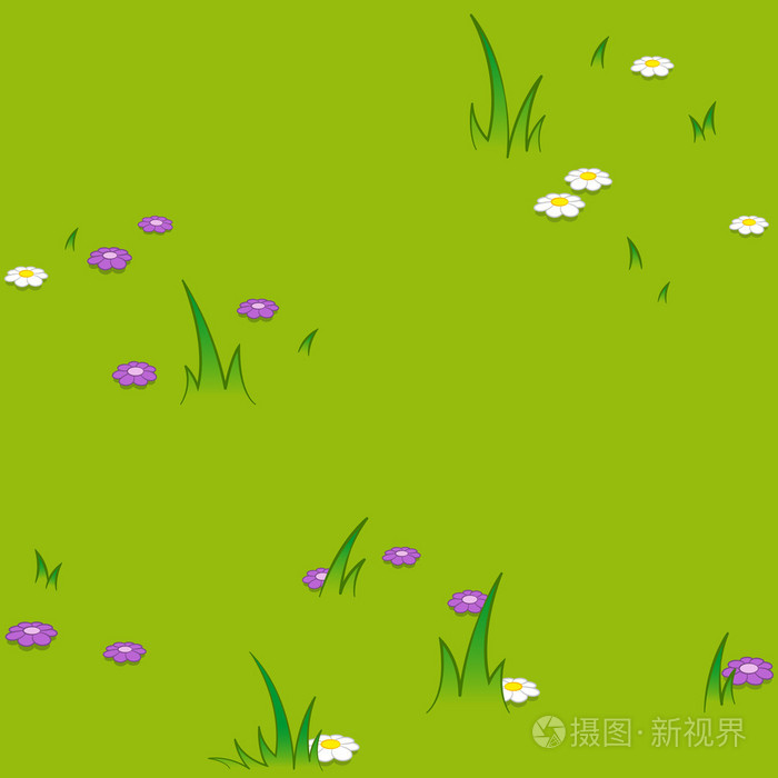 无缝卡通模式的鲜花草地