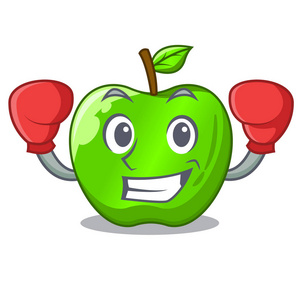 大闪亮绿苹果的拳击卡通矢量插画