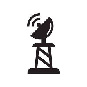 白色 bac 上的卫星天线图标矢量符号与符号分离照片