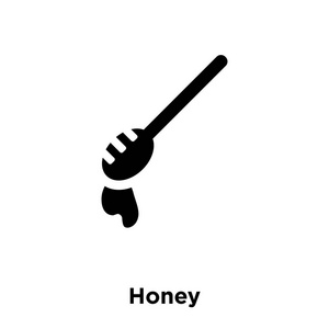蜂蜜图标矢量隔离在白色背景上, 标志概念蜂蜜标志在透明背景, 充满黑色符号