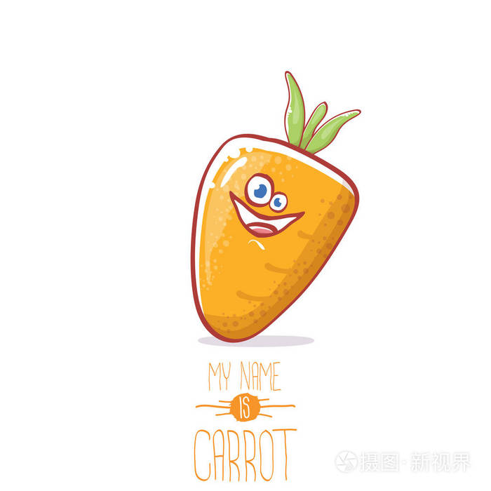 我的名字是胡萝卜矢量概念插图.时髦的秋天菜食物字符