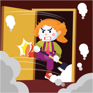 砸头疯狂的小丑砸的门丰富多彩照片