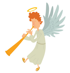 小天使吹喇叭男天使吹喇叭照片