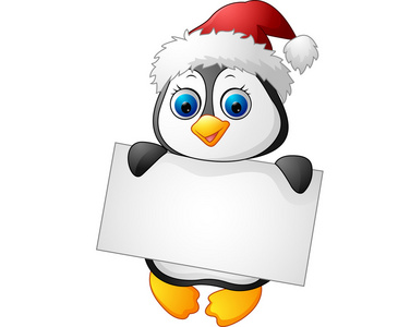 小牌子可爱的小企鹅,举空白牌子照片