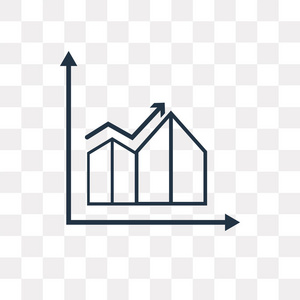 在透明背景上隔离线图矢量图标, 折线图徽标设计