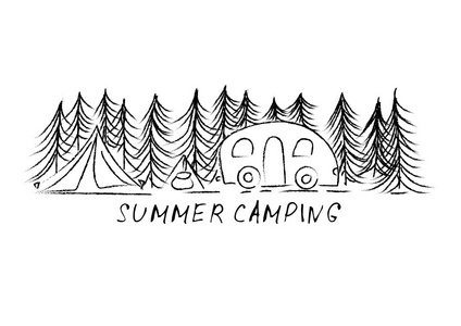 夏季野营。 矢量图。