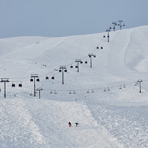 吊船升降机上 Gudauri，格鲁吉亚的滑雪胜地