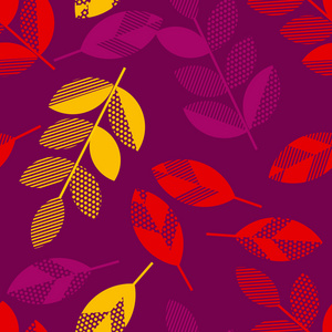 秋天的树叶矢量图抽象。无缝模式机智