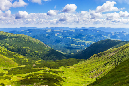 风景如画的喀尔巴阡山景观，夏季从