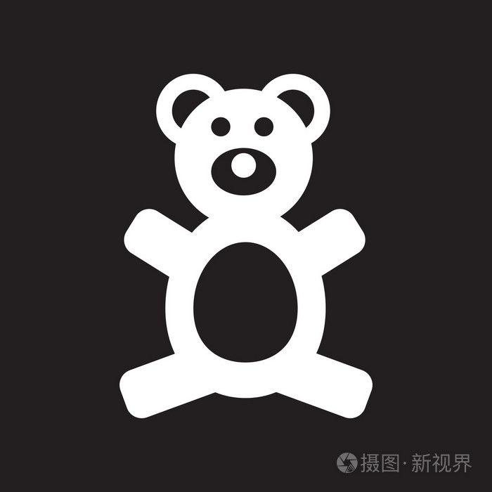 在黑色和白色的风格玩具熊平图标