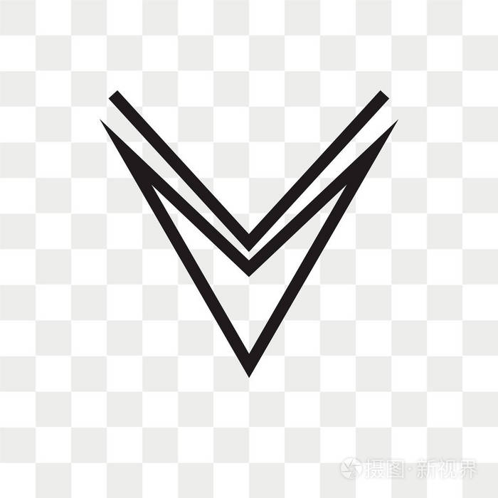 在透明背景上隔离的向下箭头矢量图标, 向下