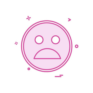 悲伤的表情符号图标设计, 五颜六色的矢量插图