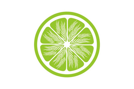 绿色柠檬片徽标设计灵感插画