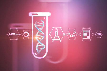 生物技术,生物学,医学和科学概念.3d 渲染模拟色调图像照片