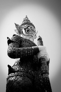 曼谷垲的大皇宫黑白巨雕像