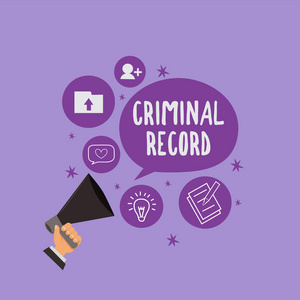 手写文本犯罪记录。一个人犯罪史的概念意义概要与细节