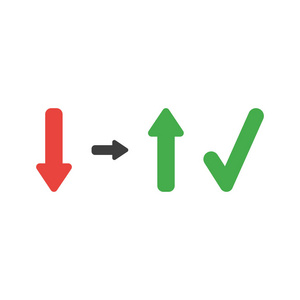 矢量插图图标移动向下和向上与复选标记的概念