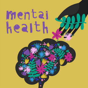 应对焦虑心理健康.矢量插图照片