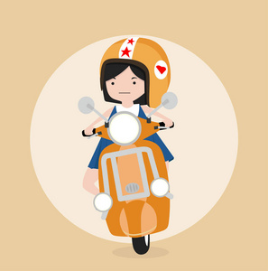 女人骑踏板车图片