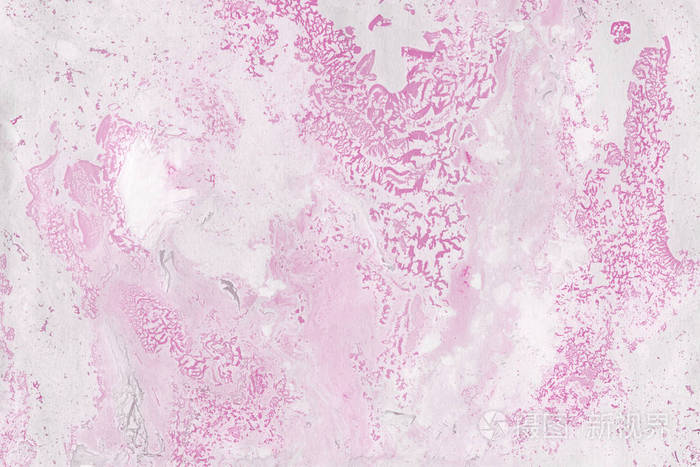 粉红色大理石背景与油漆飞溅纹理