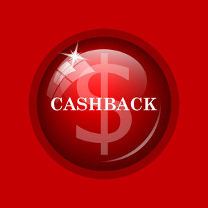 Cashback 图标。红色背景上的互联网按钮