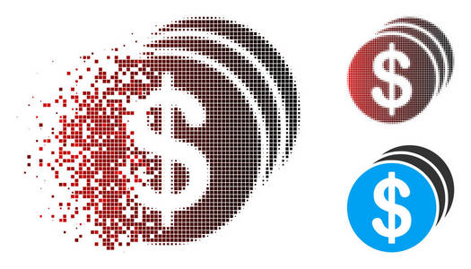 折的美元带面的折点半色调美元硬币图标照片