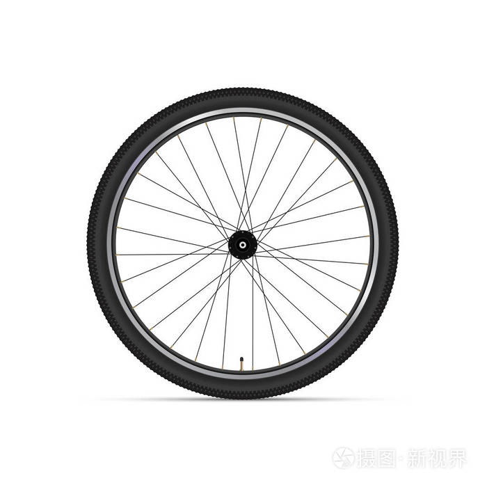 山地自行车车轮与抛光轮辋.3d 逼真向量图