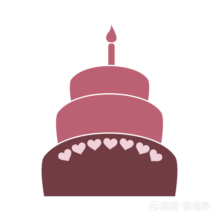 粉色蛋糕与蜡烛