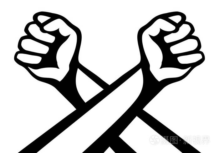 两只拳头在白色背景上交叉的手插画-正版商用图片0svp1u-摄图新视界