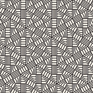 带条纹的抽象几何图案。矢量无缝背景。黑白线性格子纹理