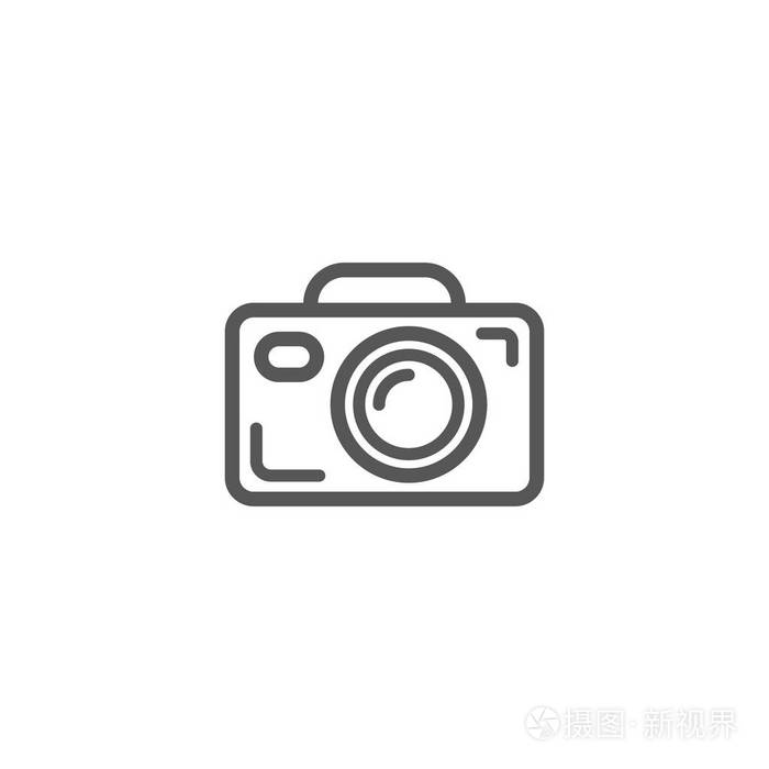 摄图新视界 插画 标志,符号 黑白简单矢量轮廓线艺术图标的相机.eps