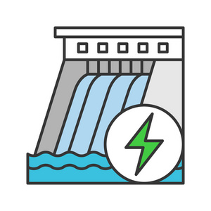 水电大坝彩色图标水能源厂