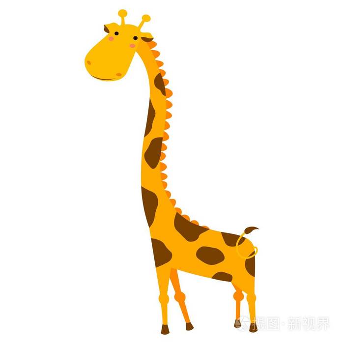 可爱的长颈鹿卡通孤立在白色的背景
